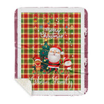 Personalized Gift Tartan Plaid Blanket Clan Gibson With Funny Santa Snowman Reindeer Merry Christmas Gift Sherpa Blanket, blue plaid sherpa blanket,blue tartan sherpa blanket,Buchan,buffalo plaid sherpa blanket,christmas sherpa blanket,Christmas Throw Blanket