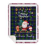 Personalized Gift Tartan Plaid Blanket Clan MacEwen With Funny Santa Snowman Reindeer Merry Christmas Gift Sherpa Blanket, blue plaid sherpa blanket,blue tartan sherpa blanket,Buchan,buffalo plaid sherpa blanket,christmas sherpa blanket,Christmas Throw Blanket