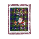 Personalized Gift Tartan Plaid Blanket Clan Ayrshire With Funny Santa Snowman Reindeer Merry Christmas Fleece Blanket, Home Living Room, Plaid Blanket, Tartan Blanket, Scottish Blanket, Buffalo fleece blanket, Christmas Blanket