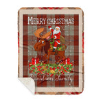 Personalized Gift Plaid Tartan Blanket Clan Davidson Dress Dancers With Moose Lover Xmas Gift Santa Riding Buffalo Plaid Christmas Sherpa Blanket