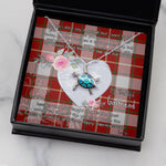 Sea Turtle Necklace Gift for My Beautiful Girlfriend Valentines Necklace Clan MacFie Tartan Blue Turtle Necklace