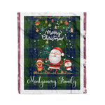Personalized Gift Tartan Plaid Blanket Clan Montgomery Modern With Funny Santa Snowman Reindeer Merry Christmas Fleece Blanket, Home Living Room, Plaid Blanket, Tartan Blanket, Scottish Blanket, Buffalo fleece blanket, Christmas Blanket