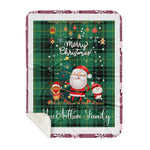 Personalized Gift Tartan Plaid Blanket Clan MacArthur Ancient With Funny Santa Snowman Reindeer Merry Christmas Gift Sherpa Blanket, blue plaid sherpa blanket,blue tartan sherpa blanket,Buchan,buffalo plaid sherpa blanket,christmas sherpa blanket,Christmas Throw Blanket