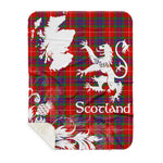 Sherpa Blanket - Tartan Blanket Thistle and Lion Scottish Clan Fraser Plaid Blanket, plaid sherpa blanket queen,purple sherpa blanket,queen sherpa blanket,queen size sherpa blanket,red sherpa blanket,scottish tartan blankets,sherpa blanket,sherpa christmas blanket