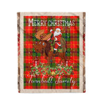 Personalized Gift Plaid Tartan Blanket Clan Turnbull With Moose Lover Xmas Gift Santa Riding Christmas Fleece Blanket