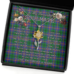 To My Beautiful Soulmate Sunflower Necklace In Your Eyes I Have Found My Home Clan Carmichael Tartan Jewelry For Girlfriend, Tartan Sunflower Pendant Necklace, Scottish Tartan Jewelry, valentine necklace, necklace girlfriend, necklace for wife, cute necklaces for girlfriend, jewelry for girlfriend, to my soulmate necklace, to my future wife necklace