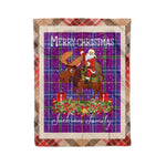 Personalized Gift Plaid Tartan Blanket Clan Jackson With Moose Lover Xmas Gift Santa Riding Christmas Fleece Blanket