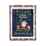 Personalized Gift Tartan Plaid Blanket Clan Blackwatch With Funny Santa Snowman Reindeer Merry Christmas Fleece Blanket, Home Living Room, Plaid Blanket, Tartan Blanket, Scottish Blanket, Buffalo fleece blanket, Christmas Blanket