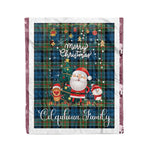Personalized Gift Tartan Plaid Blanket Clan Colquhoun Ancient With Funny Santa Snowman Reindeer Merry Christmas Fleece Blanket, Home Living Room, Plaid Blanket, Tartan Blanket, Scottish Blanket, Buffalo fleece blanket, Christmas Blanket