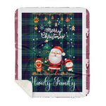 Personalized Gift Tartan Plaid Blanket Clan Hardy With Funny Santa Snowman Reindeer Merry Christmas Gift Sherpa Blanket, blue plaid sherpa blanket,blue tartan sherpa blanket,Buchan,buffalo plaid sherpa blanket,christmas sherpa blanket,Christmas Throw Blanket