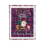 Personalized Gift Tartan Plaid Blanket Clan Montgomery With Funny Santa Snowman Reindeer Merry Christmas Fleece Blanket, Home Living Room, Plaid Blanket, Tartan Blanket, Scottish Blanket, Buffalo fleece blanket, Christmas Blanket