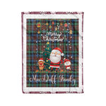 Personalized Gift Tartan Plaid Blanket Clan MacDuff Hunting Ancient With Funny Santa Snowman Reindeer Merry Christmas Fleece Blanket, Home Living Room, Plaid Blanket, Tartan Blanket, Scottish Blanket, Buffalo fleece blanket, Christmas Blanket