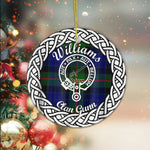 Williams Tartan Ornament,  ceramic ornament, personalized christmas ornaments, christmas tree ornaments, christmas door decorations, Plaid Ornament, Tartan Ceramic Ornament