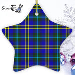 Weir Modern Tartan Ornament Star Ornament, Christmas Star Decorations, ceramic ornament, Plaid Star Ceramic Ornament, Christmas Ornament Decorations Gift