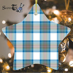 Stewart Muted Blue Tartan Ornament Star Ornament, Christmas Star Decorations, ceramic ornament, Plaid Star Ceramic Ornament, Christmas Ornament Decorations Gift