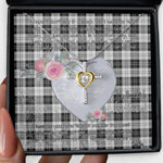 Gift For My Beautiful Girlfriend Necklace Valentine Necklace Clan Erskine Black and White Tartan Cross Dancing Necklace Scottish Tartan Jewelry