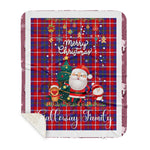 Personalized Gift Tartan Plaid Blanket Clan Galloway Red With Funny Santa Snowman Reindeer Merry Christmas Gift Sherpa Blanket, blue plaid sherpa blanket,blue tartan sherpa blanket,Buchan,buffalo plaid sherpa blanket,christmas sherpa blanket,Christmas Throw Blanket