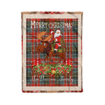 Personalized Gift Plaid Tartan Blanket Clan MacPherson Weathered With Moose Lover Xmas Gift Santa Riding Christmas Fleece Blanket