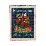 Personalized Gift Plaid Tartan Blanket Clan Blackwatch With Moose Lover Xmas Gift Santa Riding Christmas Fleece Blanket