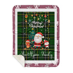 Personalized Gift Tartan Plaid Blanket Clan MacAlpine Modern With Funny Santa Snowman Reindeer Merry Christmas Gift Sherpa Blanket, blue plaid sherpa blanket,blue tartan sherpa blanket,Buchan,buffalo plaid sherpa blanket,christmas sherpa blanket,Christmas Throw Blanket