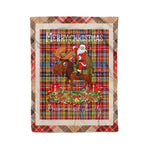 Personalized Gift Plaid Tartan Blanket Clan Drummond Of Strathallan With Moose Lover Xmas Gift Santa Riding Christmas Fleece Blanket