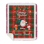 Personalized Gift Tartan Plaid Blanket Clan Princess Margaret With Funny Santa Snowman Reindeer Merry Christmas Gift Sherpa Blanket, blue plaid sherpa blanket,blue tartan sherpa blanket,Buchan,buffalo plaid sherpa blanket,christmas sherpa blanket,Christmas Throw Blanket-Recovered