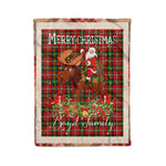 Personalized Gift Plaid Tartan Blanket Clan Boyd With Moose Lover Xmas Gift Santa Riding Christmas Fleece Blanket