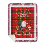 Personalized Gift Tartan Plaid Blanket Clan Munro With Funny Santa Snowman Reindeer Merry Christmas Gift Sherpa Blanket, blue plaid sherpa blanket,blue tartan sherpa blanket,Buchan,buffalo plaid sherpa blanket,christmas sherpa blanket,Christmas Throw Blanket