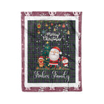 Personalized Gift Tartan Plaid Blanket Clan Forbes of Druinnor With Funny Santa Snowman Reindeer Merry Christmas Fleece Blanket, Home Living Room, Plaid Blanket, Tartan Blanket, Scottish Blanket, Buffalo fleece blanket, Christmas Blanket