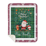 Personalized Gift Tartan Plaid Blanket Clan Ross Hunting Ancient With Funny Santa Snowman Reindeer Merry Christmas Gift Sherpa Blanket, blue plaid sherpa blanket,blue tartan sherpa blanket,Buchan,buffalo plaid sherpa blanket,christmas sherpa blanket,Christmas Throw Blanket