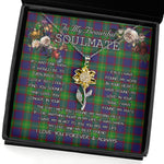 To My Beautiful Soulmate Sunflower Necklace In Your Eyes I Have Found My Home Clan Durie Tartan Jewelry For Girlfriend, Tartan Sunflower Pendant Necklace, Scottish Tartan Jewelry, valentine necklace, necklace girlfriend, necklace for wife, cute necklaces for girlfriend, jewelry for girlfriend, to my soulmate necklace, to my future wife necklace
