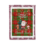 Personalized Gift Tartan Plaid Blanket Clan Burnett Ancient With Funny Santa Snowman Reindeer Merry Christmas Fleece Blanket, Home Living Room, Plaid Blanket, Tartan Blanket, Scottish Blanket, Buffalo fleece blanket, Christmas Blanket
