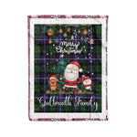 Personalized Gift Tartan Plaid Blanket Clan Galbraith With Funny Santa Snowman Reindeer Merry Christmas Fleece Blanket, Christmas Blanket, Plaid Blanket, Tartan Blanket,Scottish Blanket