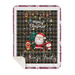 Personalized Gift Tartan Plaid Blanket Clan MacKenzie Weathered With Funny Santa Snowman Reindeer Merry Christmas Gift Sherpa Blanket, blue plaid sherpa blanket,blue tartan sherpa blanket,Buchan,buffalo plaid sherpa blanket,christmas sherpa blanket,Christmas Throw Blanket