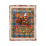 Personalized Gift Plaid Tartan Blanket Clan Buchanan Ancient With Moose Lover Xmas Gift Santa Riding Christmas Fleece Blanket