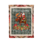 Personalized Gift Plaid Tartan Blanket Clan Craig With Moose Lover Xmas Gift Santa Riding Christmas Fleece Blanket
