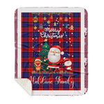 Personalized Gift Tartan Plaid Blanket Clan Haldane With Funny Santa Snowman Reindeer Merry Christmas Gift Sherpa Blanket, blue plaid sherpa blanket,blue tartan sherpa blanket,Buchan,buffalo plaid sherpa blanket,christmas sherpa blanket,Christmas Throw Blanket