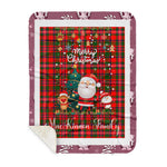 Personalized Gift Tartan Plaid Blanket Clan MacKinnon With Funny Santa Snowman Reindeer Merry Christmas Gift Sherpa Blanket, blue plaid sherpa blanket,blue tartan sherpa blanket,Buchan,buffalo plaid sherpa blanket,christmas sherpa blanket,Christmas Throw Blanket