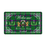Doormat - Welcome Mat Scottish Clan Duncan Modern Tartan Door Mat, Plaid Doormat With Thistle and Two Lion Scottish