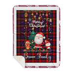 Personalized Gift Tartan Plaid Blanket Clan Broun With Funny Santa Snowman Reindeer Merry Christmas Gift Sherpa Blanket, blue plaid sherpa blanket,blue tartan sherpa blanket,Buchan,buffalo plaid sherpa blanket,christmas sherpa blanket,Christmas Throw Blanket