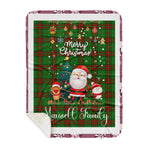 Personalized Gift Tartan Plaid Blanket Clan Maxwell Hunting With Funny Santa Snowman Reindeer Merry Christmas Gift Sherpa Blanket, blue plaid sherpa blanket,blue tartan sherpa blanket,Buchan,buffalo plaid sherpa blanket,christmas sherpa blanket,Christmas Throw Blanket
