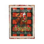 Personalized Gift Plaid Tartan Blanket Clan Cruickshanks With Moose Lover Xmas Gift Santa Riding Christmas Fleece Blanket