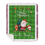 Personalized Gift Tartan Plaid Blanket Clan Forrester Hunting With Funny Santa Snowman Reindeer Merry Christmas Gift Sherpa Blanket, blue plaid sherpa blanket,blue tartan sherpa blanket,Buchan,buffalo plaid sherpa blanket,christmas sherpa blanket,Christmas Throw Blanket