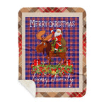 Personalized Gift Plaid Tartan Blanket Clan Laing of Archiestown With Moose Lover Xmas Gift Santa Riding Buffalo Plaid Christmas Sherpa Blanket