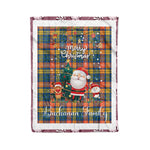 Personalized Gift Tartan Plaid Blanket Clan Buchanan Ancient With Funny Santa Snowman Reindeer Merry Christmas Fleece Blanket, Home Living Room, Plaid Blanket, Tartan Blanket, Scottish Blanket, Buffalo fleece blanket, Christmas Blanket
