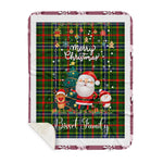 Personalized Gift Tartan Plaid Blanket Clan Bisset With Funny Santa Snowman Reindeer Merry Christmas Gift Sherpa Blanket, blue plaid sherpa blanket,blue tartan sherpa blanket,Buchan,buffalo plaid sherpa blanket,christmas sherpa blanket,Christmas Throw Blanket