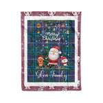 Personalized Gift Tartan Plaid Blanket Clan Glen With Funny Santa Snowman Reindeer Merry Christmas Fleece Blanket, Christmas Blanket, Plaid Blanket, Tartan Blanket,Scottish Blanket