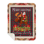 Personalized Gift Plaid Tartan Blanket Clan Lindsay Modern With Moose Lover Xmas Gift Santa Riding Buffalo Plaid Christmas Sherpa Blanket