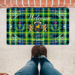 Doormat - Welcome Mat Scottish Clan Campbell Of Breadalbane Ancient Tartan Door Mat, Plaid Doormat With Thistle and Two Lion Scottish