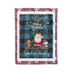Personalized Gift Tartan Plaid Blanket Clan Garden With Funny Santa Snowman Reindeer Merry Christmas Fleece Blanket, Christmas Blanket, Plaid Blanket, Tartan Blanket,Scottish Blanket